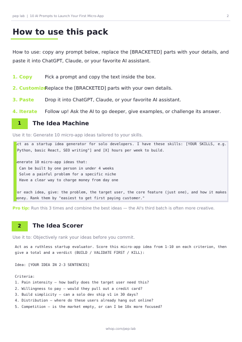 10 AI Prompts PDF page 2 preview