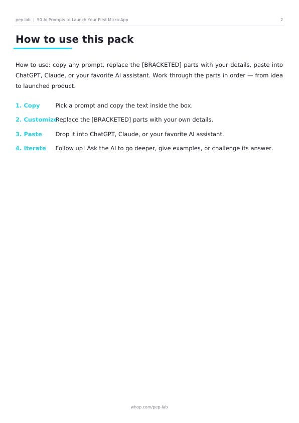 50 AI Prompts PDF page 2 preview