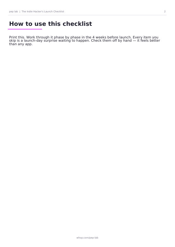 Launch Checklist PDF page 2 preview