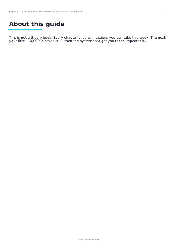 Zero to $10K PDF page 2 preview